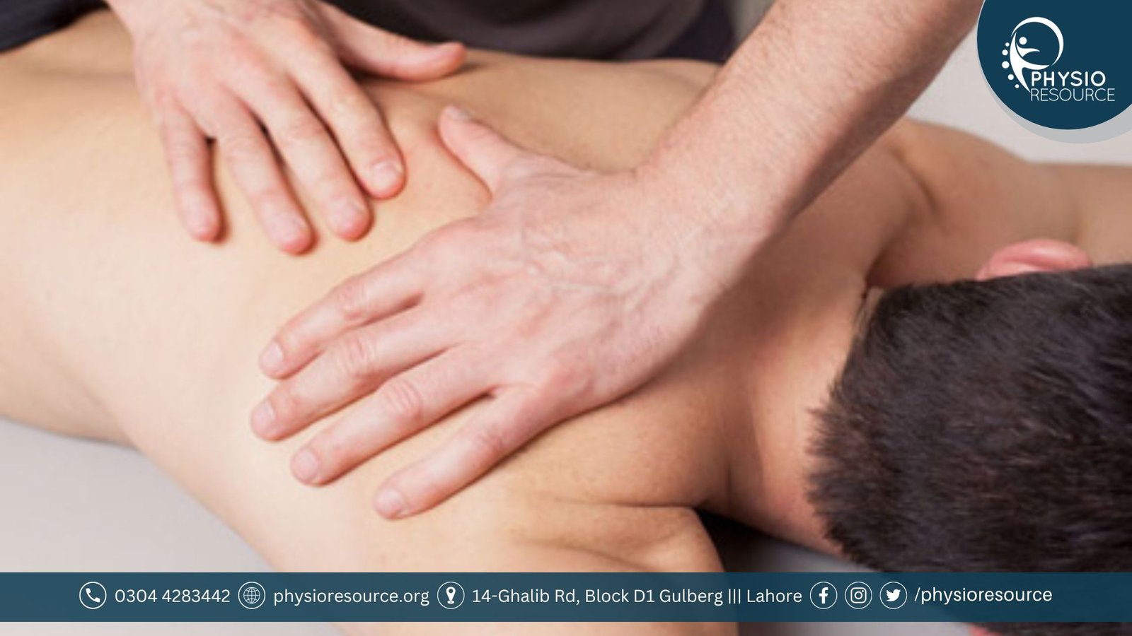 Massage therapist applying gentle pressure on a client’s back, demonstrating professional massage techniques for relaxation and pain relief