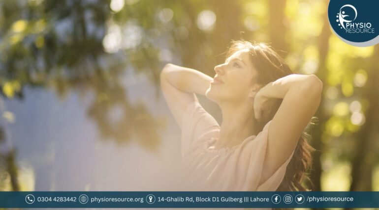 A Young girl with sunlight and healthy foods in the background