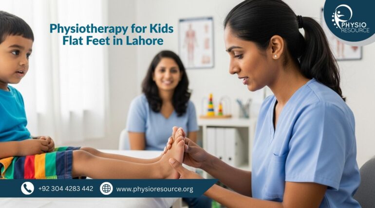 Flat feet in children compared with normal foot arch medical illustration