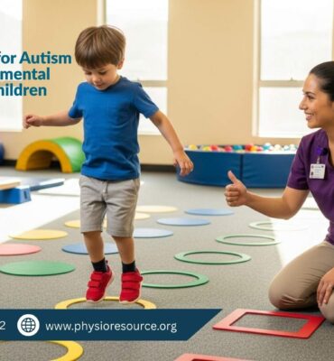 Physiotherapy session for child with autism and developmental delay