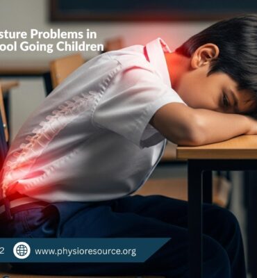 School child showing poor posture while sitting and studying