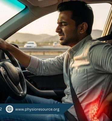 Man adjusting car seat posture to prevent lower back pain during long Eid travel drive in Lahore