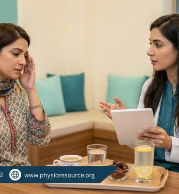 Dietitian advising a client in a Lahore clinic about caffeine withdrawal headache relief and a safe Ramadan step-down plan