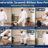 Physio Resource infographic showing a warm-up routine for comfortable Taraweeh without knee pain, including marching, quad activation, hamstring stretch, ankle pumps, and mini squats