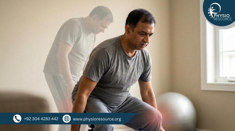 Pain is gone but muscle weakness remains during recovery, highlighting need for continued physiotherapy exercises by Physio Resource Lahore