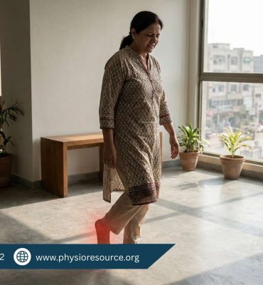 Walking barefoot at home on hard floors causing heel pain, highlighting plantar stress and need for physiotherapy treatment at Physio Resource Lahore