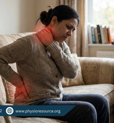 Fatigue and body pain in women affecting daily activities, showing tired South Asian woman with neck and back discomfort, highlighting need for physiotherapy care at Physio Resource Lahore