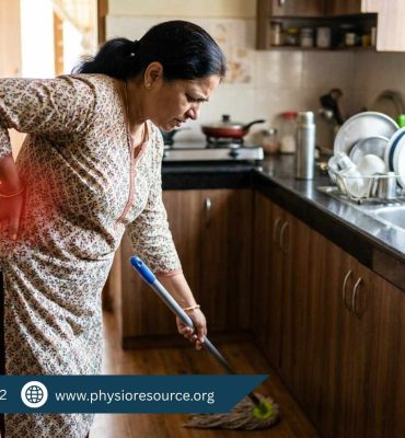 Lower back pain caused by household work due to improper posture while cleaning or lifting, highlighting need for physiotherapy care at Physio Resource Lahore