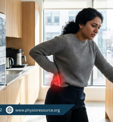 Pelvic and hip pain caused by prolonged standing, showing discomfort in lower body posture, highlighting need for physiotherapy treatment at Physio Resource Lahore