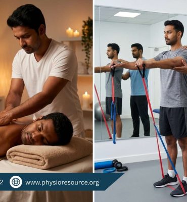 Comparison between massage therapy for relaxation and physiotherapy treatment focusing on rehabilitation and recovery, highlighting expert care at Physio Resource Lahore