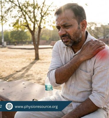 Person experiencing joint pain and fatigue due to dehydration in extreme summer heat, highlighting physiotherapy care at Physio Resource Lahore