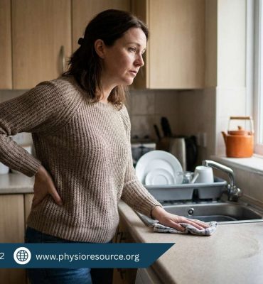 Silent lower back pain in women caused by daily household activities and poor posture, highlighting need for physiotherapy care at Physio Resource Lahore
