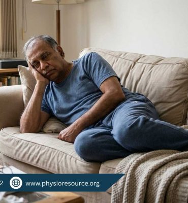 Person feeling weak and fatigued without any visible injury, showing low energy and poor posture, highlighting physiotherapy care at Physio Resource Lahore