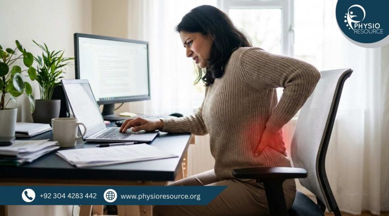 Woman ignoring body pain during daily activities leading to worsening condition, highlighting need for early physiotherapy care at Physio Resource Lahore