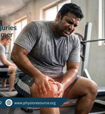 Person experiencing muscle or joint pain during intense gym workout in summer heat due to overtraining, highlighting physiotherapy care at Physio Resource Lahore
