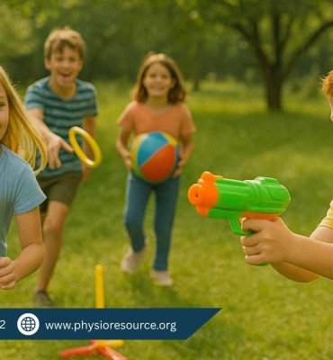Children playing active indoor and outdoor games during summer holidays, staying physically active without screens, Physio Resource