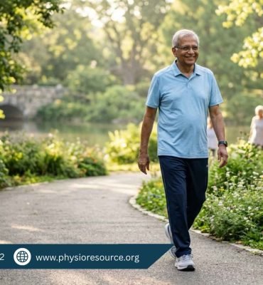 Elderly person performing light exercise safely in hot weather with proper posture and hydration, Physio Resource Lahore