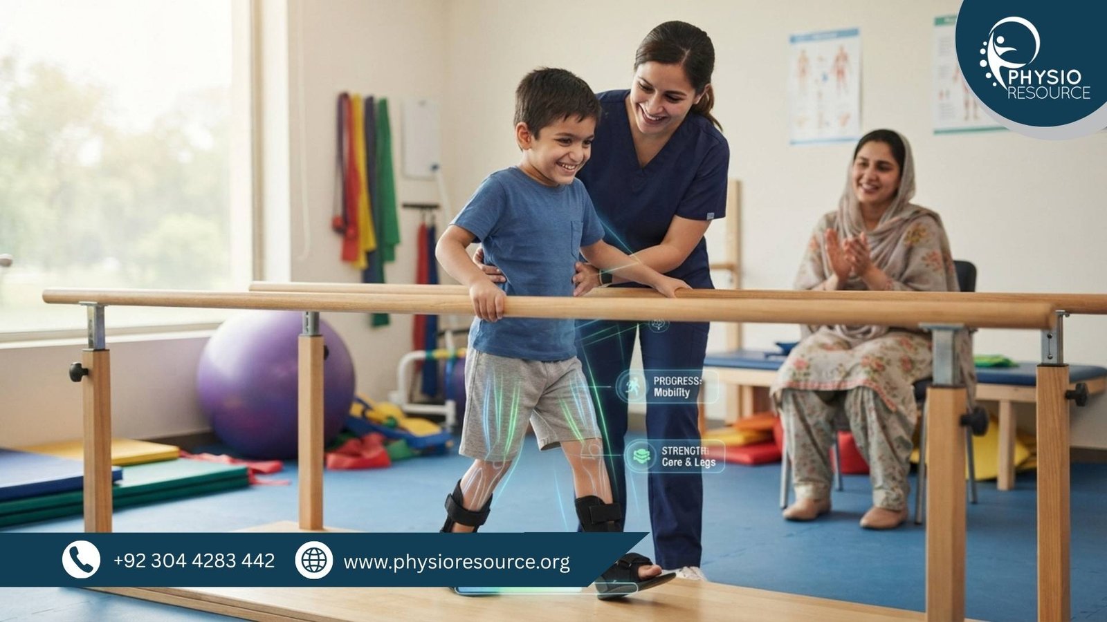 Child with cerebral palsy receiving physiotherapy treatment to improve mobility and strength – PhysioResource pediatric rehabilitation care