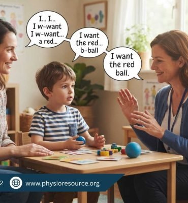 Child with stammering speaking slowly with supportive parent guidance, early speech therapy support – PhysioResource