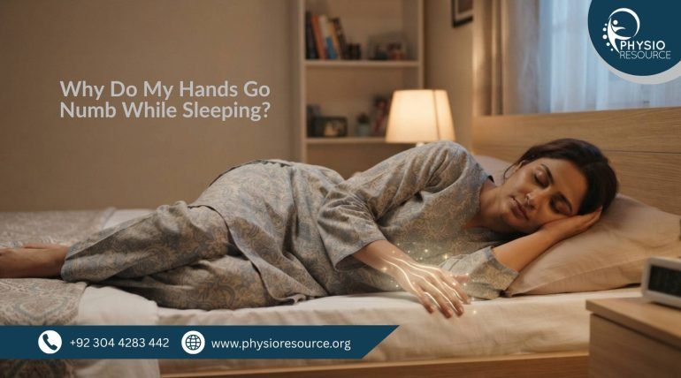 Pakistani adult sleeping with hand under pillow experiencing numbness and tingling sensation at night – Physio Resource