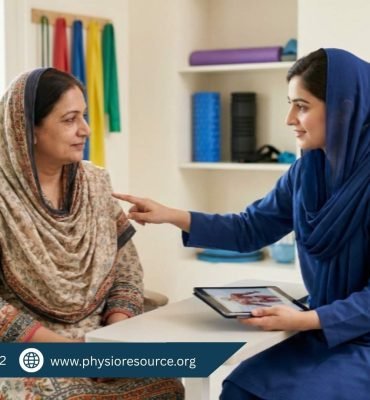 Pakistani woman discussing dry needling treatment with a physiotherapist in a modern clinic – Physio Resource