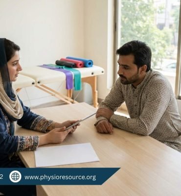 Pakistani patient discussing physiotherapy treatment options with a physiotherapist in a Lahore clinic – Physio Resource