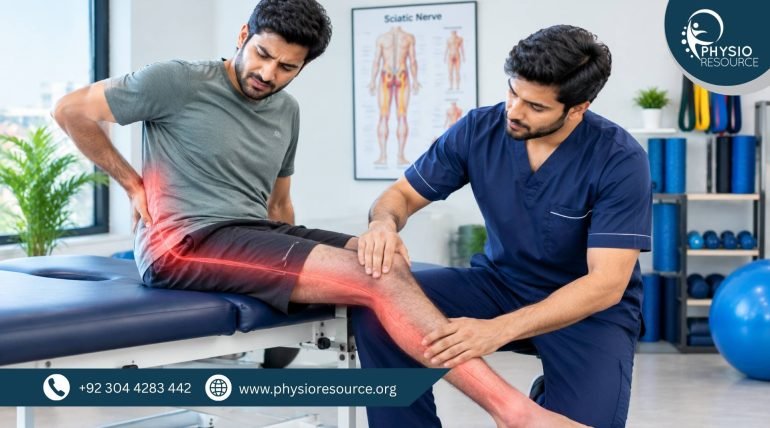 Back pain traveling down one leg explained by Physio Resource