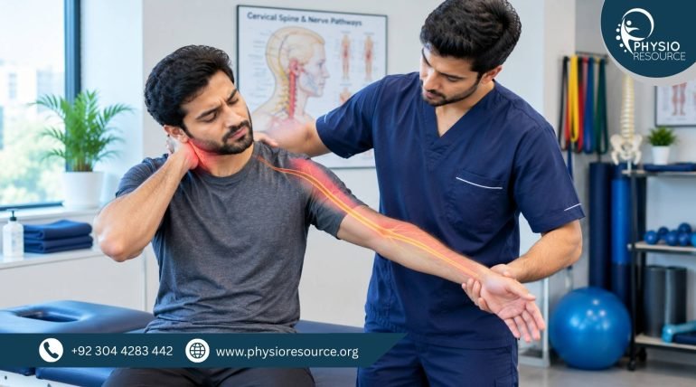 Neck pain with tingling or numbness in the arm explained by Physio Resource